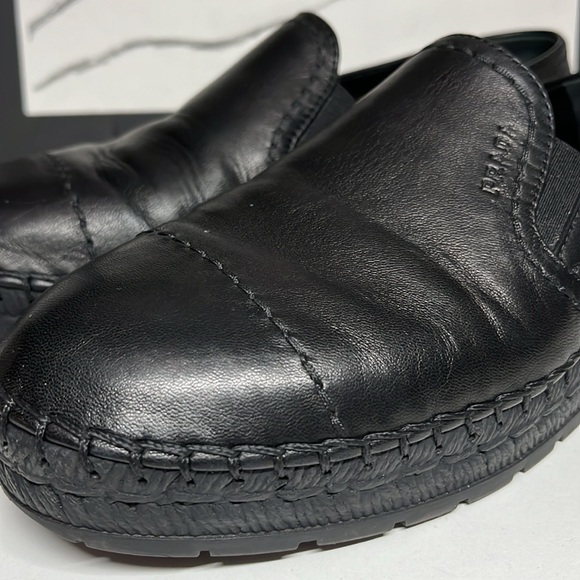 Prada Leather Espadrilles Black Round Toe Women’s Size 7.5 - Picture 9 of 16